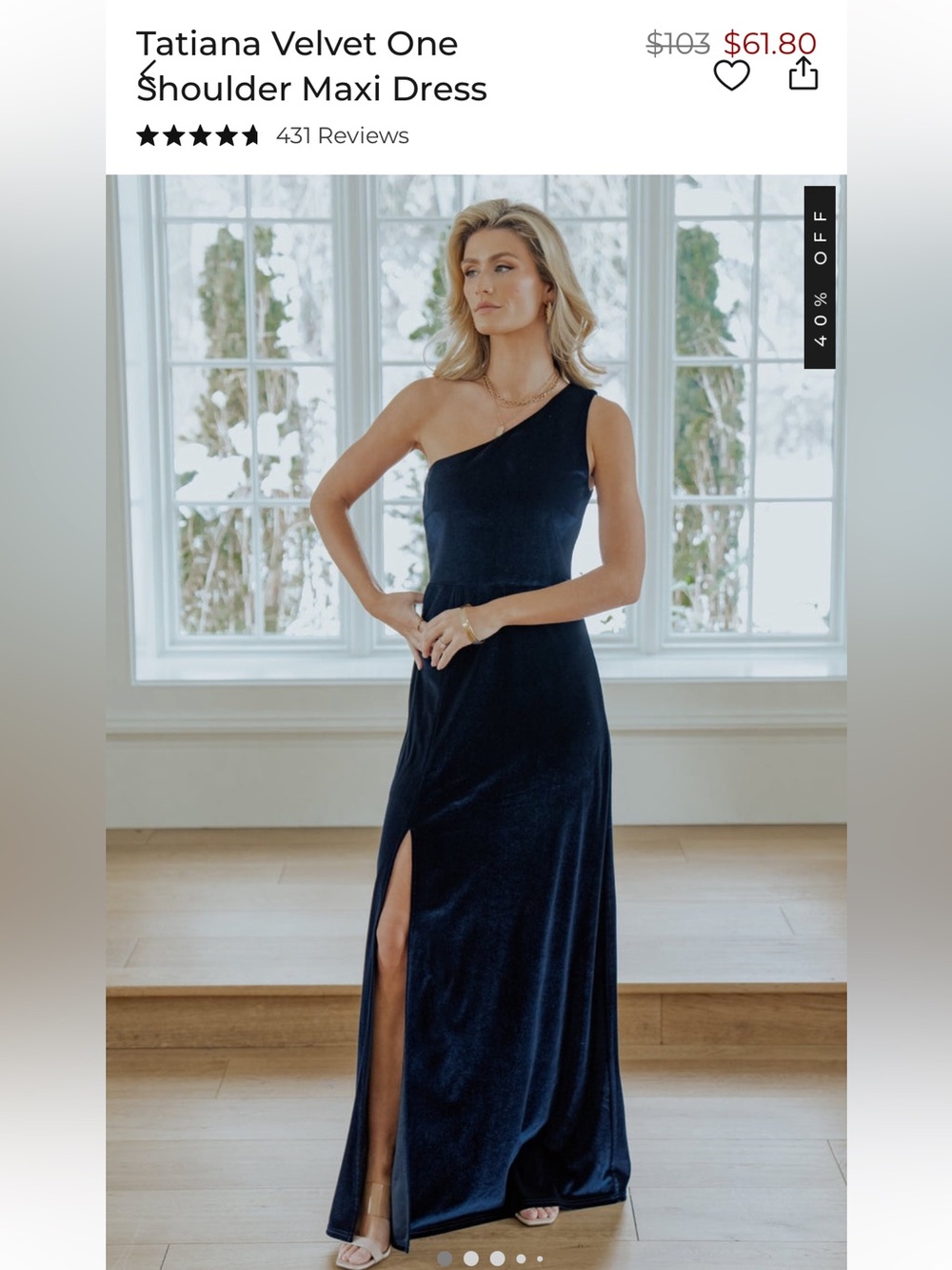 Baltic Born Tatiana Velvet One-Shoulder Maxi Dress - Navy XS